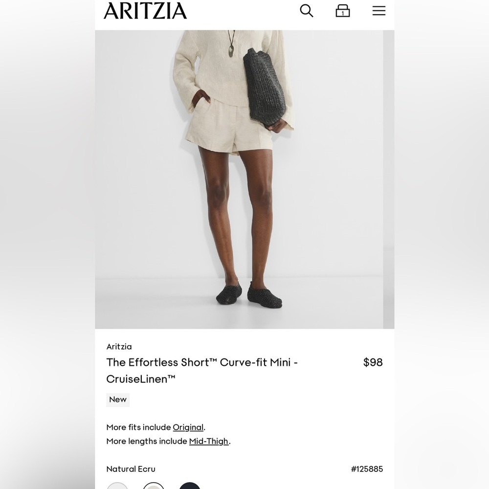 Aritzia Women's Effortless Linen Shorts - Cream